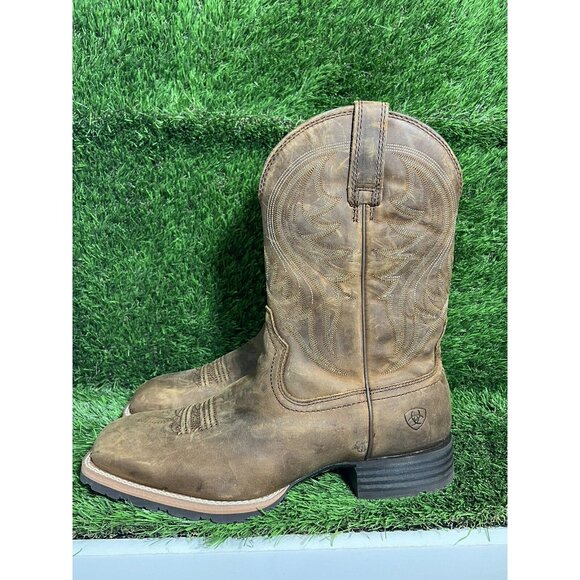 New Ariat® Sz 11D Mens Hybrid Rancher Distressed Brown Square Toe Boots 10023175 - Picture 3 of 8